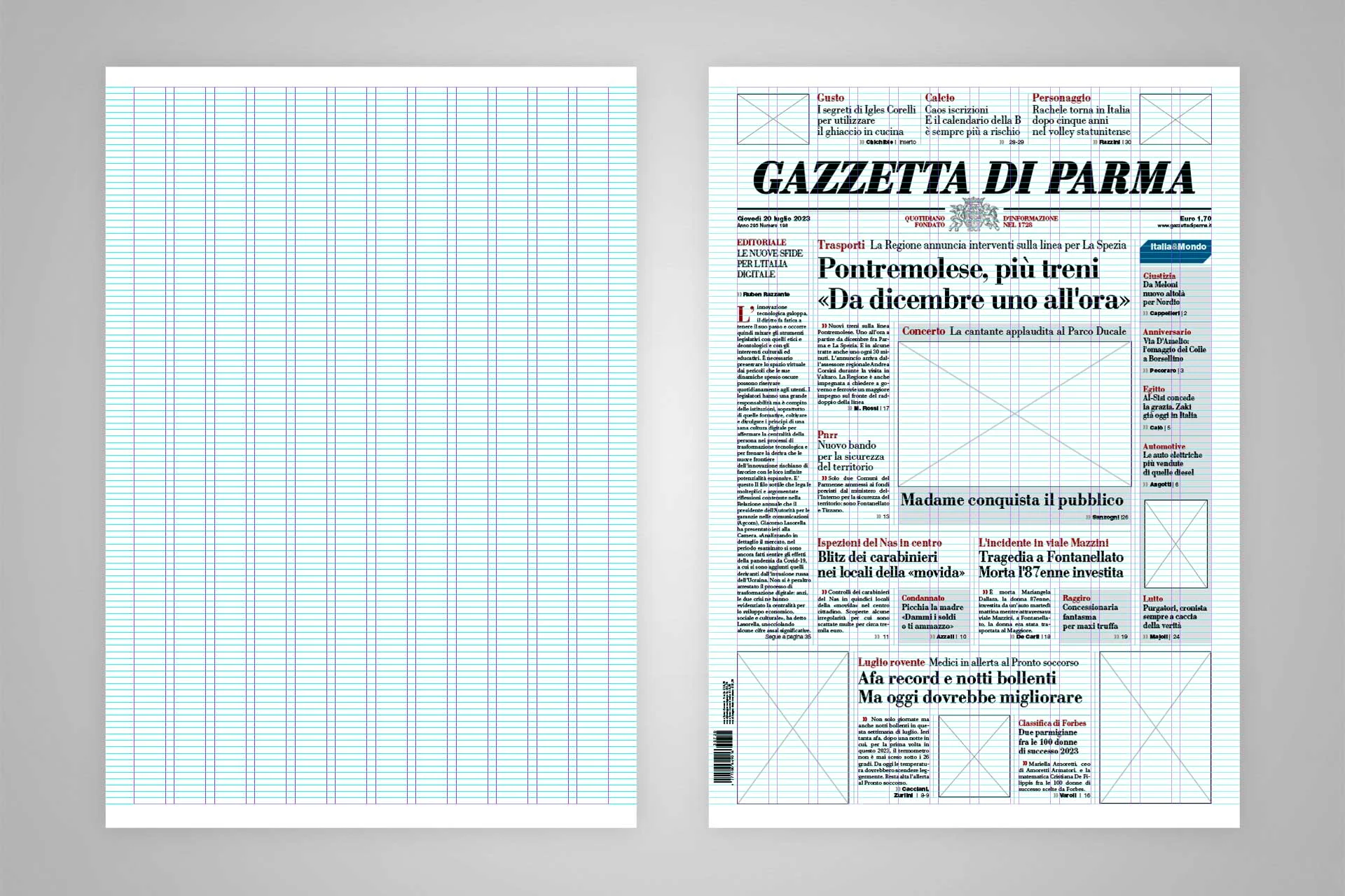 Gazzetta di Parma Riforma Griglia Prima Pagina