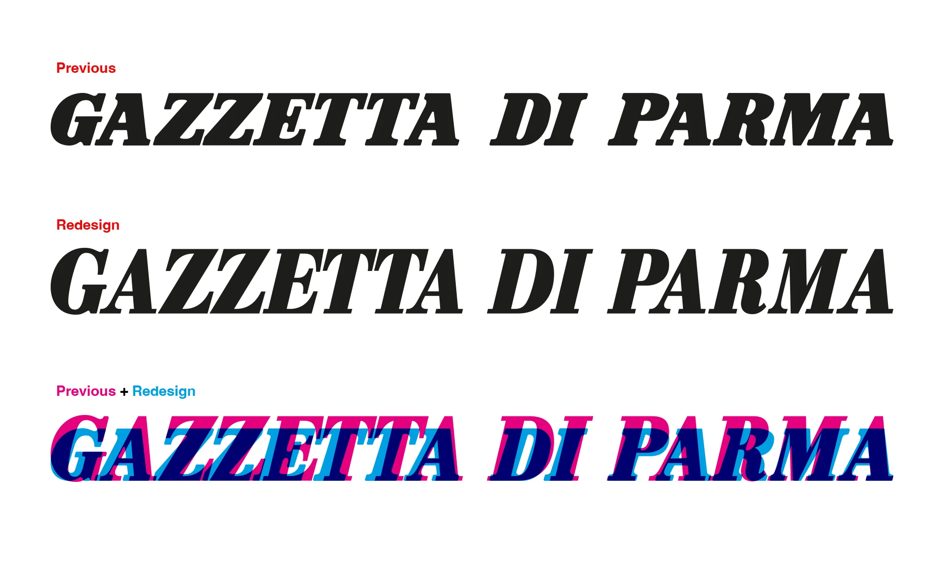Gazzetta di Parma Riforma Redesign Testata Confronto
